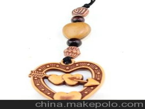 一見鐘情愛心仿木仿桃木手機掛件手機飾品小禮品義烏小商品批發圖片