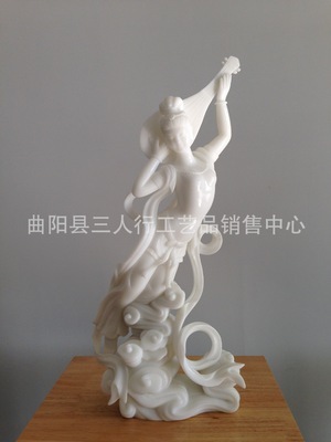 批發(fā)采購(gòu)石膏、石料工藝品-漢白玉石雕飛天反彈琵琶收藏品石雕工藝品大理石藝術(shù)品批發(fā).