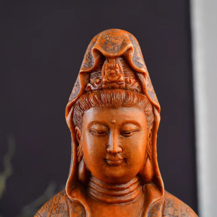 聚檀閣觀音福建壽山石手工仙作雕刻工藝品擺件居家送禮禮品收藏品