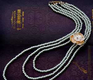 011韓國 首飾玫瑰花朵可愛水鉆長毛衣鏈/珍珠項鏈 新娘禮物