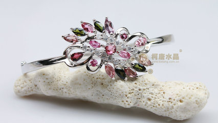 【新款925銀飾碧璽時尚首飾品 925碧璽銀飾手鐲 鍍白金】價格,廠家,圖片,手鏈,海豐縣可塘鎮柯唐寶石廠-