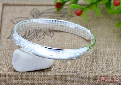 【世禧首飾30克正品足銀999.9手鐲雙魚戲蓮花心經純銀開口手環廠家批發SZJN269-30】深圳市龍崗區世禧首飾批發行 - 產品庫