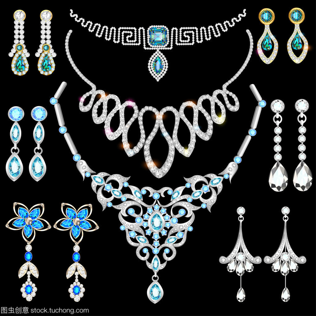 銀金珠寶首飾插畫套裝