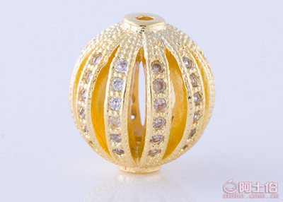 【廠家直銷時尚個性微鑲西瓜球隔珠小飾品DIY手鏈銅制品手串】海豐縣梅隴鈺銘首飾廠 - 產品庫