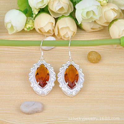 【首飾加工廠家 熱銷爆款 鑲嵌鍍純銀水晶耳環批發 低價混批發E0492】價格,廠家,圖片,其他耳飾,深圳市祥爍貿易-