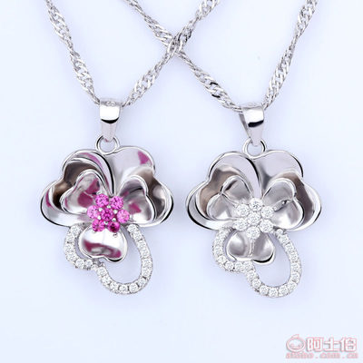 【dwy原創s925純銀項鏈小花朵鑲紅寶石項鏈韓版熱賣項鏈廠家直銷18zxp00027】海豐縣大維亞珠寶首飾商行 - 產品庫