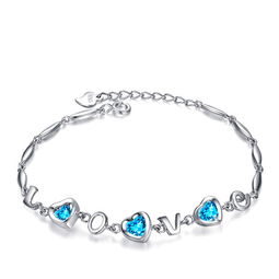 廠家直銷定做 新款925銀首飾品日韓甜美氣質(zhì)女生love愛(ài)戀時(shí)尚手鏈