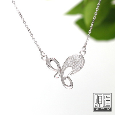 【廠家直銷 925純銀一體鏈 鎖骨鏈 鑲嵌套鏈 十字鏈 電白 TLGB0029】價格,廠家,圖片,吊墜,深圳市領匯珠寶首飾-