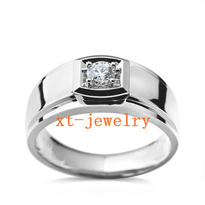 鑫太珠寶 0.15克拉天然南非鉆石18k白金男裝結婚戒指
